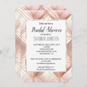 パール赤面ピンクローズ金ゴールドブライダルシャワー 招待状 (正面/裏面)