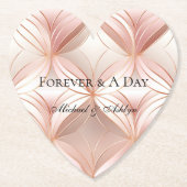 パール赤面ピンクローズ金ゴールド抽象芸術結婚ズ ペーパーコースター (正面)