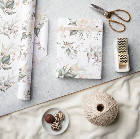 パール赤面フローラエレガンスパターンID989 ラッピングペーパー (クラフト)