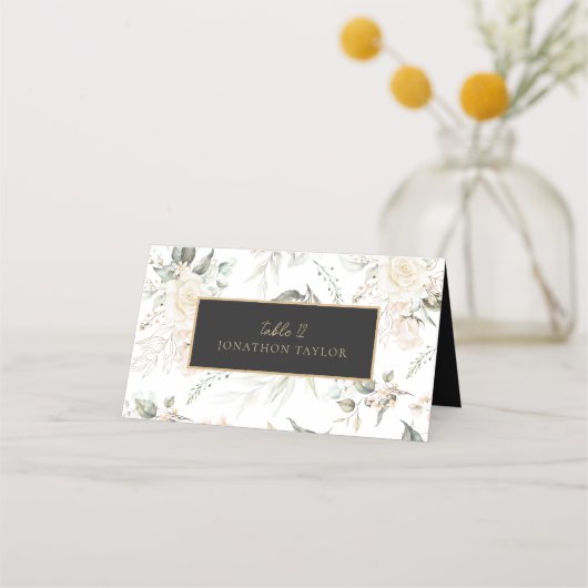 パール赤面フローラエレガンス結婚パターンID989 プレイスカード (正面)