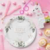 パール赤面フローラエレガンス縁ど結婚スID989 ペーパープレート (パーティー)