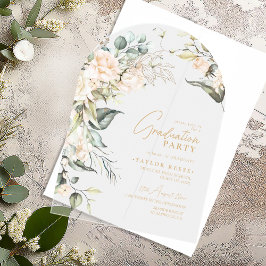 パール赤面フローラ卒業アーチID989 アクリル招待状