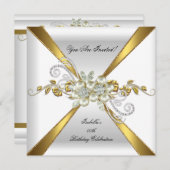 パール金ゴールドシルバーダイヤモンドバースデーパーティー2 招待状 (正面/裏面)