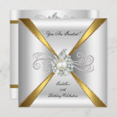 パール金ゴールドシルバーダイヤモンドバースデーパーティー 招待状 (正面/裏面)