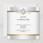 パール金ゴールドシルバーダイヤモンドバースデーパーティー 招待状 (裏面)