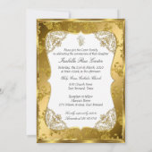 パール金ゴールドホワイトクロスホーリー聖餐式バラダマスク 招待状 (裏面)