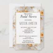 パール金ゴールド結婚フローラブライダルシャワー 招待状 (正面)