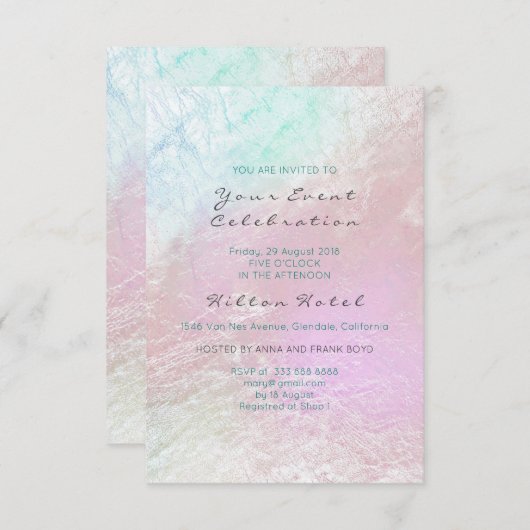 パール金属ティファニーピンクパープルパステルガラス 招待状 (正面/裏面)