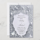 パール銀婚約パーティグリッターシークイン 招待状 (裏面)
