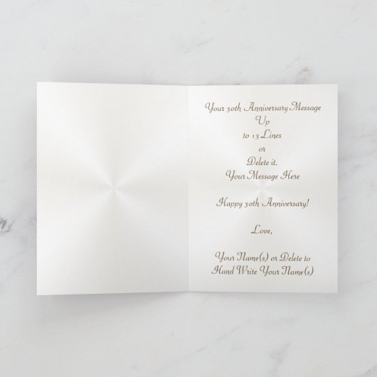 パール30th結婚周年記念カーパーソナライズされたド カード (内部)
