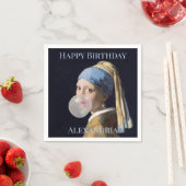 パール・イヤリングのガムで女吹の子をパーソナライズ スタンダードカクテルナプキン (インサイチュ)