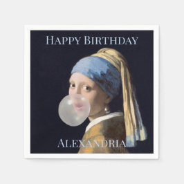 パール・イヤリングのガムで女吹の子をパーソナライズ スタンダードカクテルナプキン