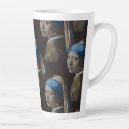 パール・イヤリングの女の子、クロシェ・レプリカ・パターン カフェラテマグ