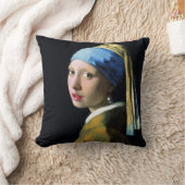 パール・イヤリング・バロック・アートを持つヤン・バーメール・ガール クッション (ブランケット)