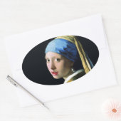 パール・イヤリング・バロック・アートを持つヤン・バーメール・ガール 楕円形シール (封筒)