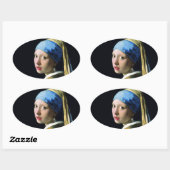 パール・イヤリング・バロック・アートを持つヤン・バーメール・ガール 楕円形シール (シート)