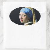 パール・イヤリング・バロック・アートを持つヤン・バーメール・ガール 楕円形シール (バッグ)