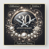 パール・エレガンス:30周年記念 スクエア壁時計 (正面)