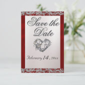 パール、エレガントレッドリボン、スパークル セーブザデート (スタンド正面)