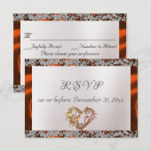 パール、エレガント銅リボン、スパークル 出欠カード (正面/裏面)