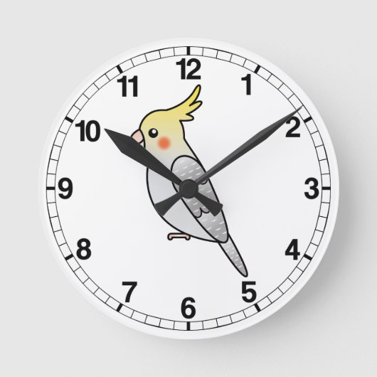 パール カートゥーン オカメインコ インコ 鳥 ラウンド壁時計 (正面)