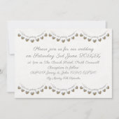 パール&クリームレースハートバンティンビンテージウェディング 招待状 (正面)