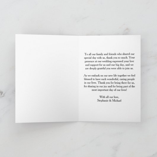 パール ゴールド ピンク大理石 ウェディング サンクス サンキューカード (内部)