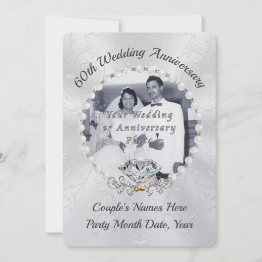 パール シマー 60周年 結婚記念日 招待状 (正面)