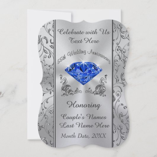 パール シマー 65周年 結婚記念日 招待状 (正面)