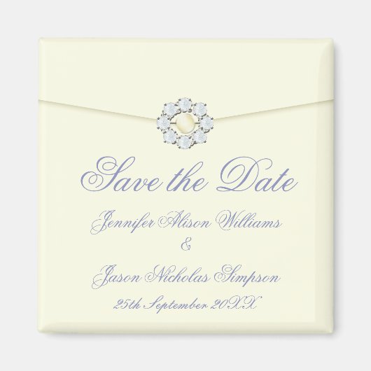 パール&ダイヤモンドで日付マグネットアイボリーを保存 マグネット (正面)