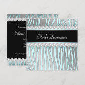 パール ティールブルー ゼブラ キンチャネラ 招待状 (正面/裏面)
