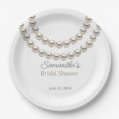 パール ネックレス ブライダル シャワー ペーパープレート (正面)