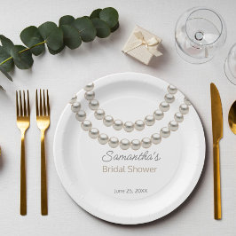 パール ネックレス ブライダル シャワー ペーパープレート
