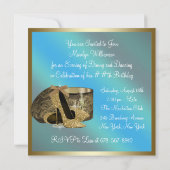 パール ハイ ヒール シューズ ティール ブルー 女性の誕生日 招待状 (裏面)