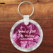 パール&ピンクフローラスワーズは日付を保存鍵チャイ キーホルダー (正面)