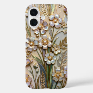 パール フラワー ステンドグラス スマホケース エレガント iPhone 16ケース