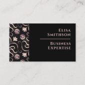 パール&ブラックフローラダマスクエレガントパープルパターン 名刺 (正面)