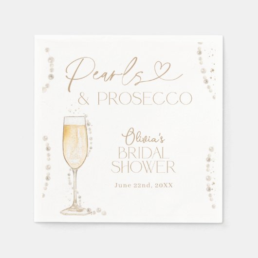 パール＆プロセッコのブライズシャワー、ランチ＆バブル スタンダードカクテルナプキン (正面)