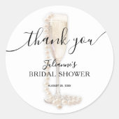 パール＆プロセッコの結婚前お祝い感謝メッセージ ラウンドシール (正面)