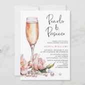 パール&プロセッコウォーターカラーブライダルシャワー 招待状 (正面)