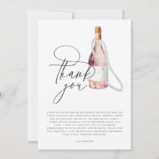 パール・プロセッコエレガントブライダルシャワー サンキューカード (正面)