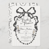 パール&プロセッコココケットボウブライダルシャワーインヴィット (正面/裏面)