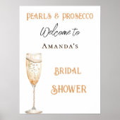 パール&プロセッコゴールデンブライダルシャワー歓迎 ポスター (正面)