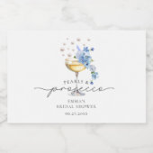 パール&プロセッコダスティブルーブライダルシャワーの恩恵 スパークリングワインラベル (シングルラベル)