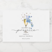 パール&プロセッコダスティブルーブライダルシャワーの恩恵 スパークリングワインラベル (シングルラベル)