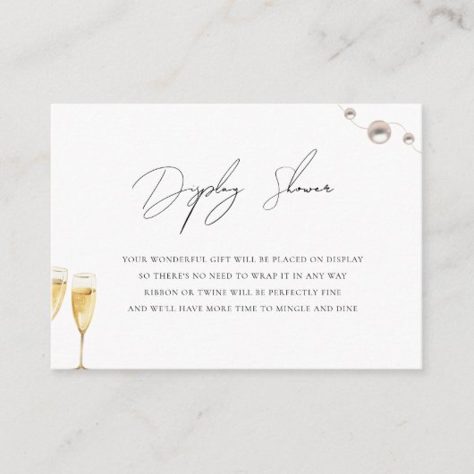 パール&プロセッコディスプレイシャワーブライダルシャワー エンクロージャーカード (正面)