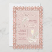 パール&プロセッコバラ金ゴールド赤面QRブライダルシャワー 招待状 (正面)