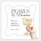 パール&プロセッコブエレガントランチブライダルシャワー スクエアシール (正面)