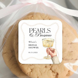 パール&プロセッコブエレガントランチブライダルシャワー スクエアシール