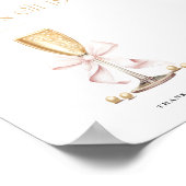 パール&プロセッコブライダルシャワーウィズサイン ポスター (角)